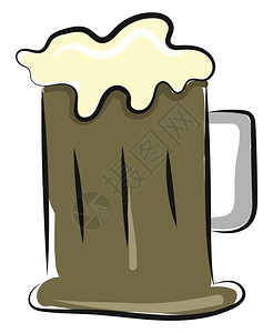 卡通棕色啤酒杯矢量插图图片