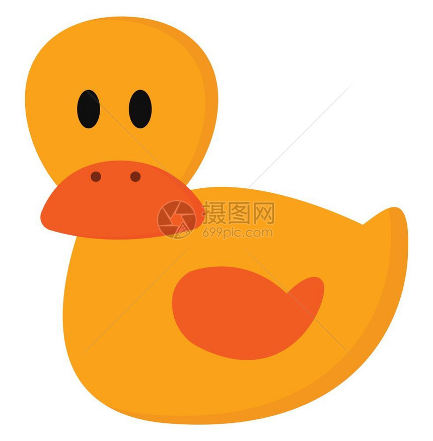 用橙嘴和翅膀绘制可爱的小黄鸭表达悲伤的矢量颜色图画或插图片