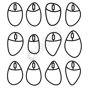 白色背景上分离的一组不同计算机鼠标符号简单短线图标光标指针白色背景上分离的不同计算机鼠标符号简单短线图标光标指针图片