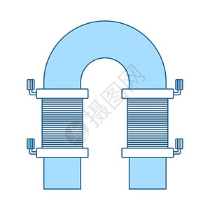电感蓝色电磁铁插画