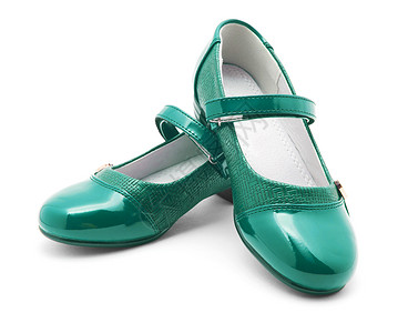 绿光皮女童鞋背景图片