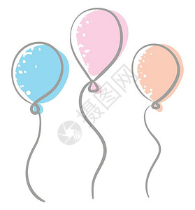 三个粉色气球三个多彩气球矢量插图插画