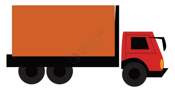 红色商用卡车颜色矢量插图图片