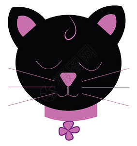 黑小猫带有颈弓矢量或彩色插图图片