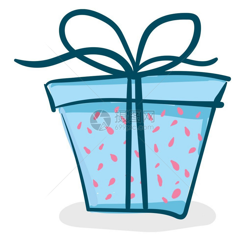带有蓝色和粉红包装纸矢量或彩色插图的礼品盒图片