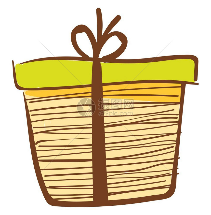 绿色礼品盒带有棕色丝矢量或彩插图图片