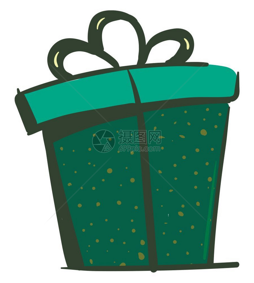 亮绿色礼品盒矢量或颜色插图图片