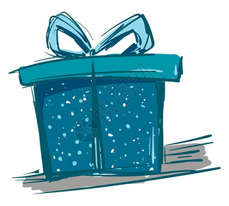 美丽的蓝色礼品盒矢量或颜色插图图片