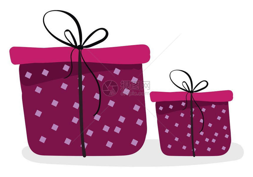 两个美丽的粉红礼品盒矢量或颜色插图图片