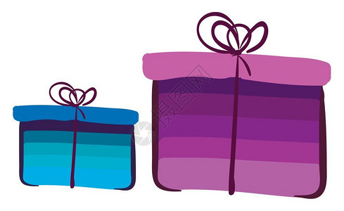 两个彩色装饰礼品盒矢量或彩色插图图片