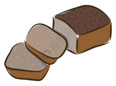 两片矢量彩色绘画或插图中切片的一小棕色面包背景图片