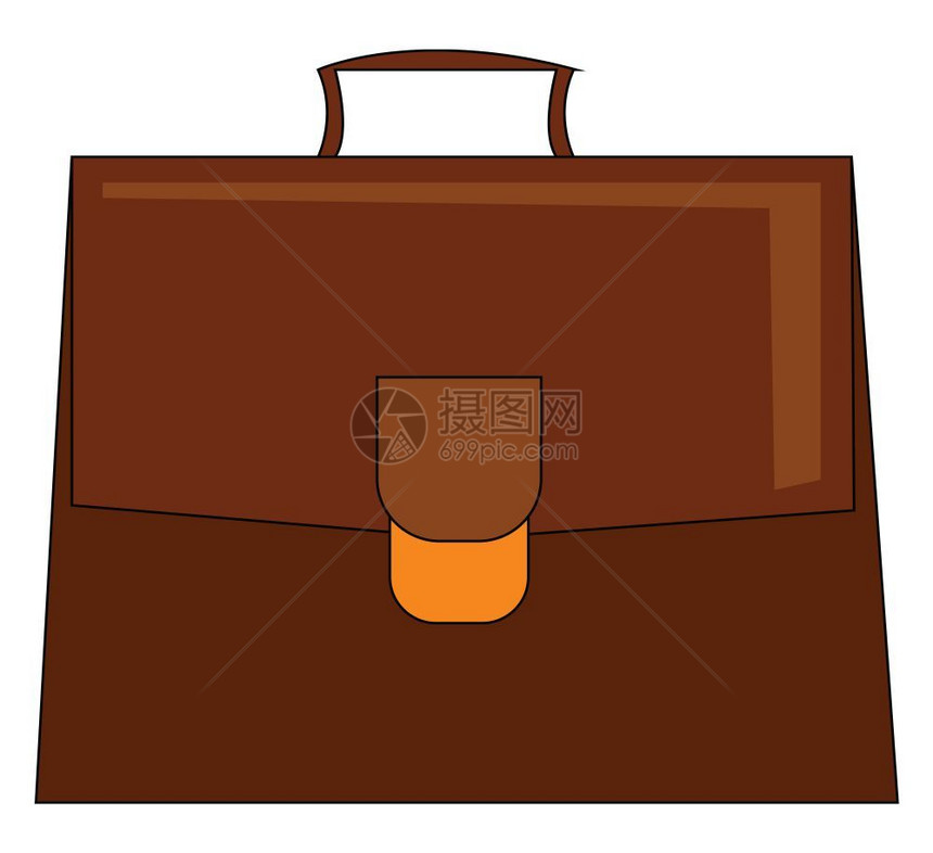 一个大棕色公文包手柄和金扣关闭携带必要的文件矢量彩色图画或插图片