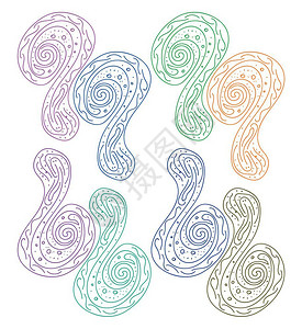 彩色圆环和螺旋设计糖果制作矢量颜色图画或插图片