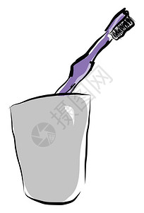 牙刷杯子卡通杯子和牙刷矢量插图插画