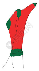 人类脚在红色和玫瑰袜子的红和玫瑰袜子矢量彩绘画或插图中处于直立位置背景图片