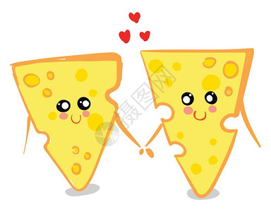 两只黄色的爱乳酪手牵双眼微笑图片