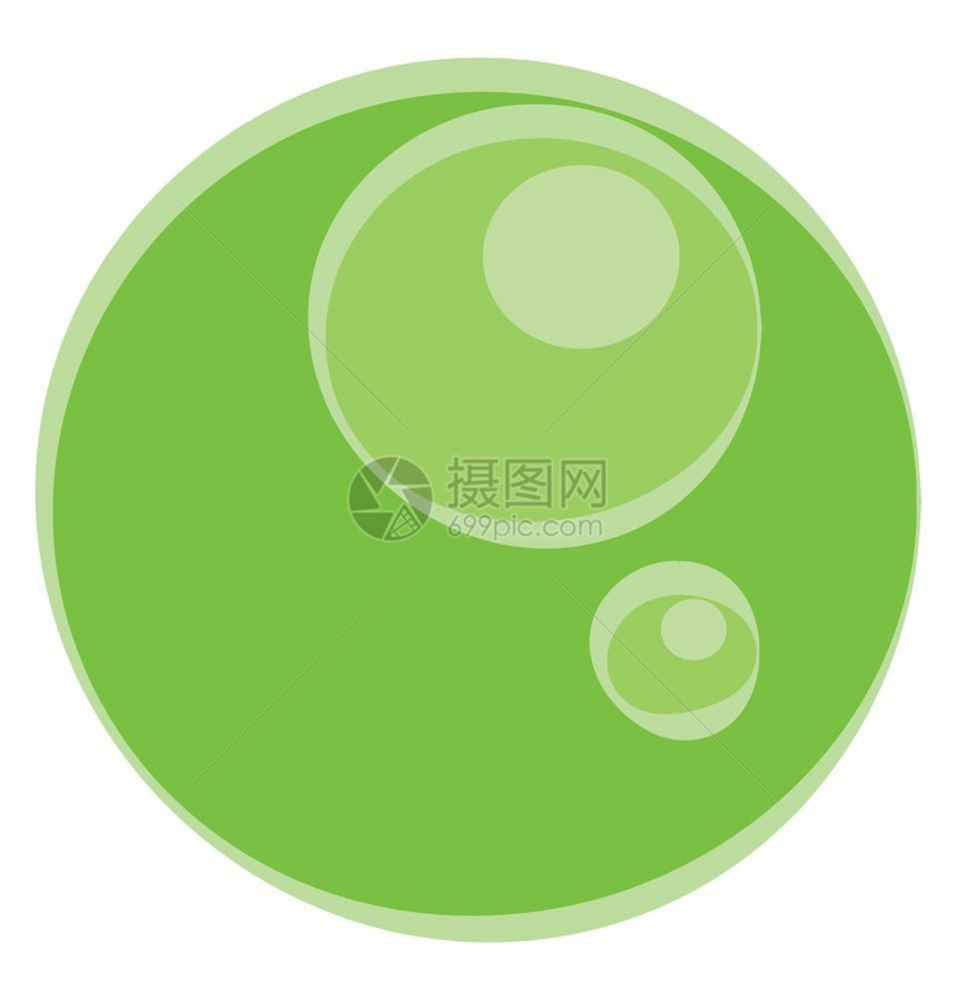 一个可爱的球形绿色彩卡通大理石球带有圆形设计矢量彩色图画或插图片
