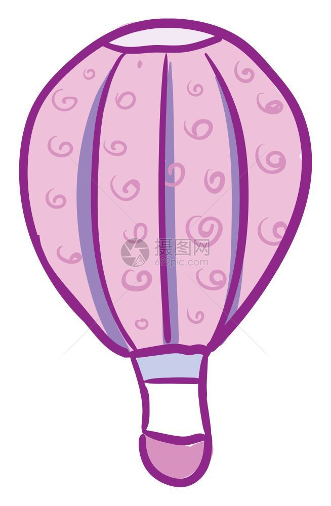 大型飞行的粉红色降落伞矢量彩绘画或插图图片
