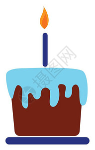 蓝色生日蛋糕卡通可爱生日蛋糕插画