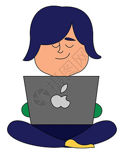 macbook电脑它是苹果公司品牌MacBook矢量彩色绘画或插图的笔记本插画