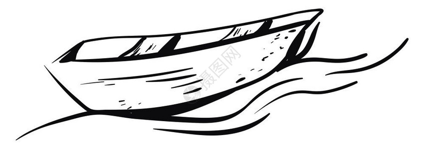 黑白手绘船矢量元素图片