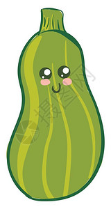 它是小黄瓜形的蔬菜有深绿色皮肤矢量彩色图画或插图片