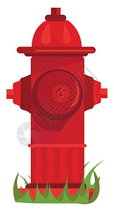 尾喷口红色消防栓插画