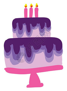 粉色和紫味蛋糕矢量或颜色插图图片