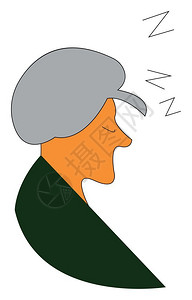 睡觉的老妇向量或彩色插图图片