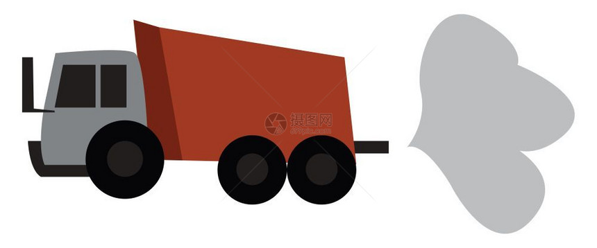 橙色商用卡车彩色矢量插图图片