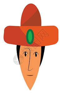 有橙色帽子矢量或颜插图的男子图片