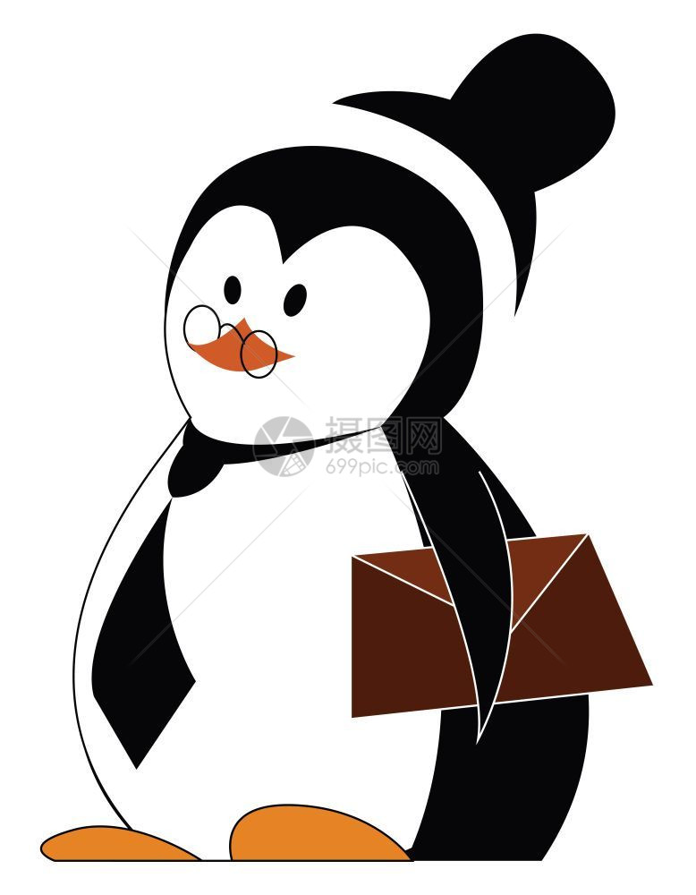 企鹅提供字母矢量或颜色插图图片