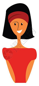 身穿智能红色着装矢量或彩插图的女孩图片