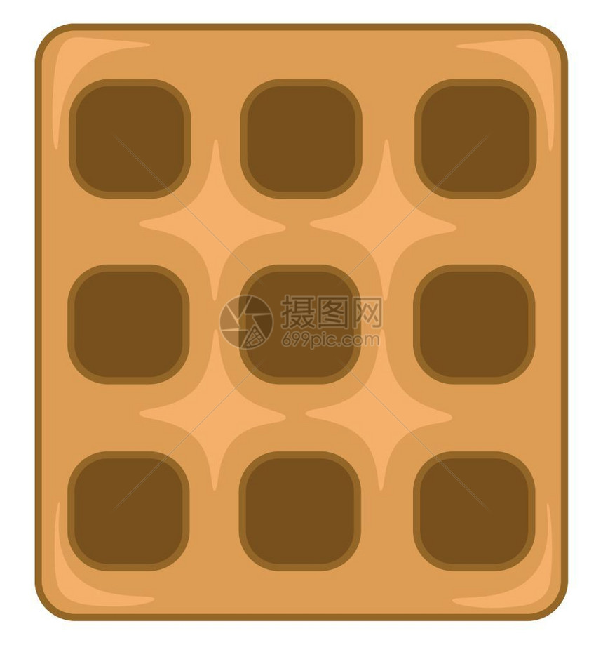 方形华福饼矢量或颜色插图图片