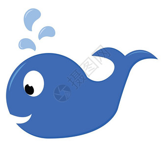 卡通蓝色可爱鲸鱼龙矢量插图图片
