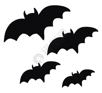 两对黑蝙蝠在夜空矢量颜色绘制或插图中飞行图片