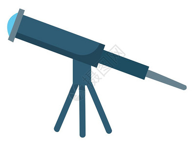 一个大型蓝色望远镜安装在三脚架上使用浅蓝色透镜可视化恒星矢量颜色图或解背景图片