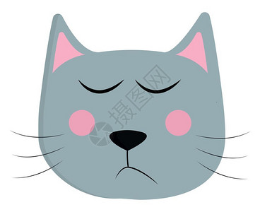 卡通可爱一只灰猫图片