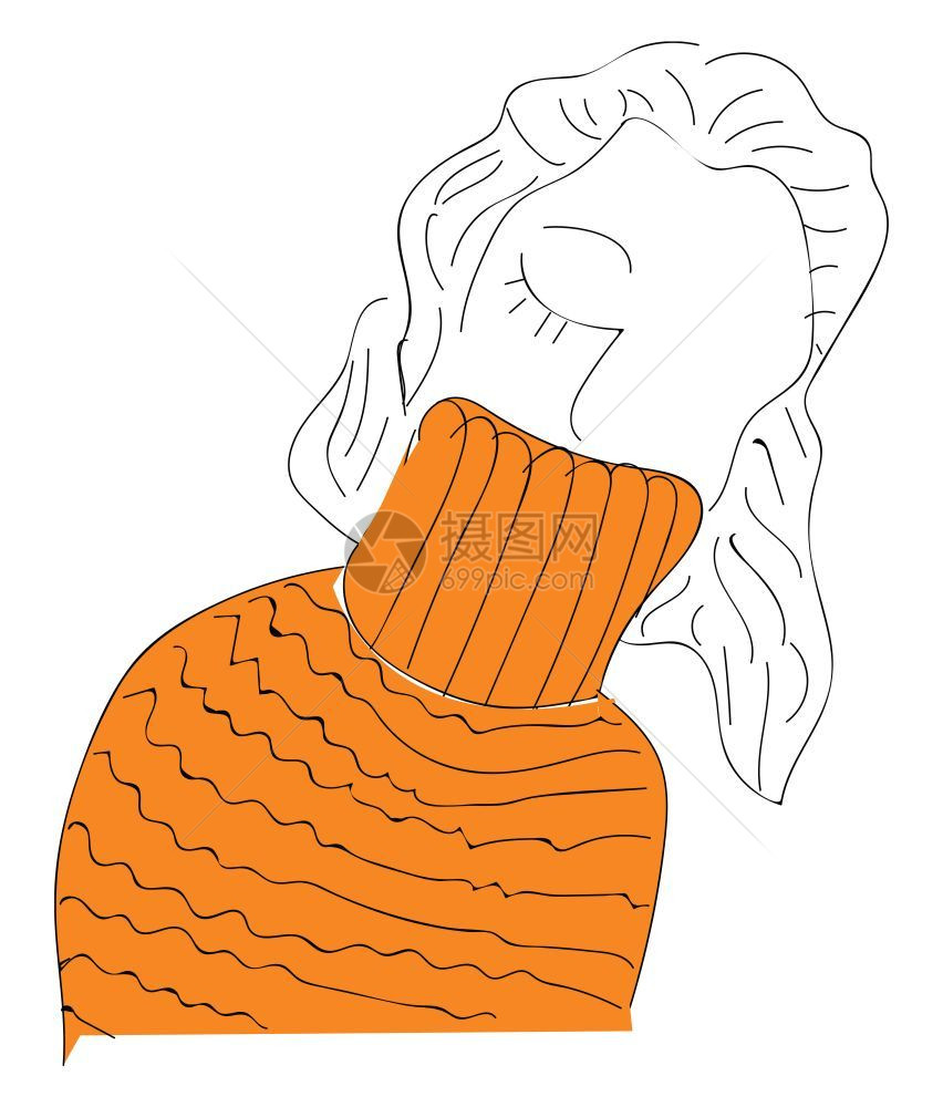 穿着橙色毛衣的可爱女孩图片