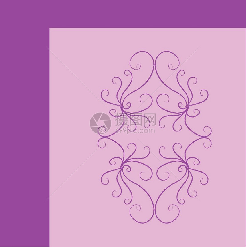 代表卧室墙壁图案装饰品的四分之一部以紫色背景和深方框矢量颜图或插进行常规设计图片