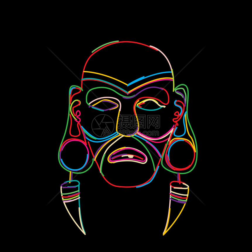 彩色矢量的固定部落面具图片