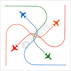 特技飞机飞机行编队空中显示有纪律的飞行矢量艺术说明插画