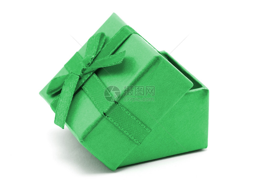 白色背景的绿礼品盒图片