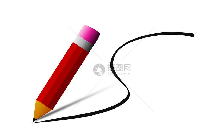 红铅笔带抹布的红铅笔隔离3D翻接图片
