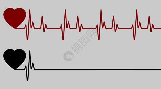 红色心跳生命线黑色心跳线Eps10红黑心脏图片