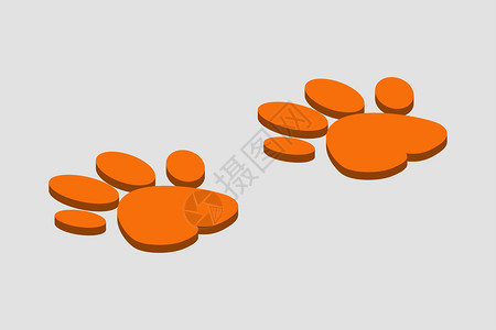 卡通橘色动物脚印矢量插图背景图片