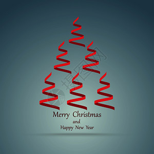 以圣诞树为形式的丝带矢量插图图片