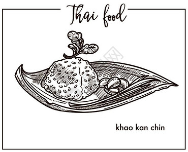 手绘泰国传统美食矢量插图图片