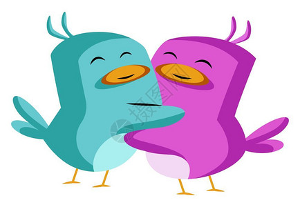 卡通可爱拥抱在一起的小鸟图片