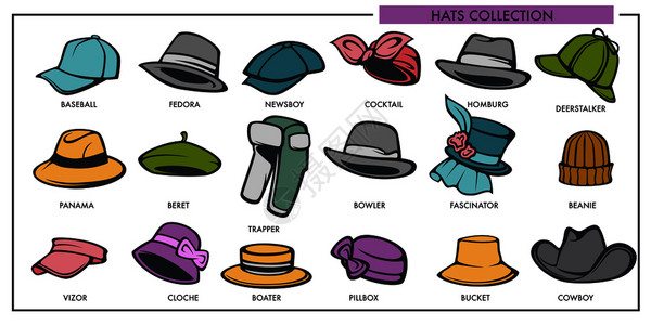 琥珀堡碉堡女和男帽子模型矢量元素插画